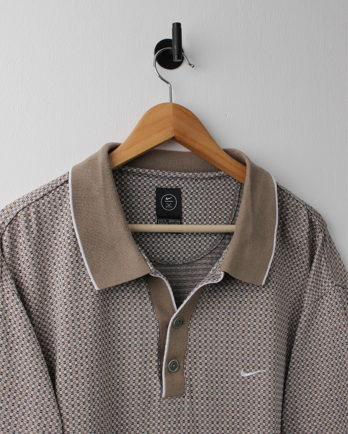 90s Nike Brown Geometric Micro Pattern Polo (XL)