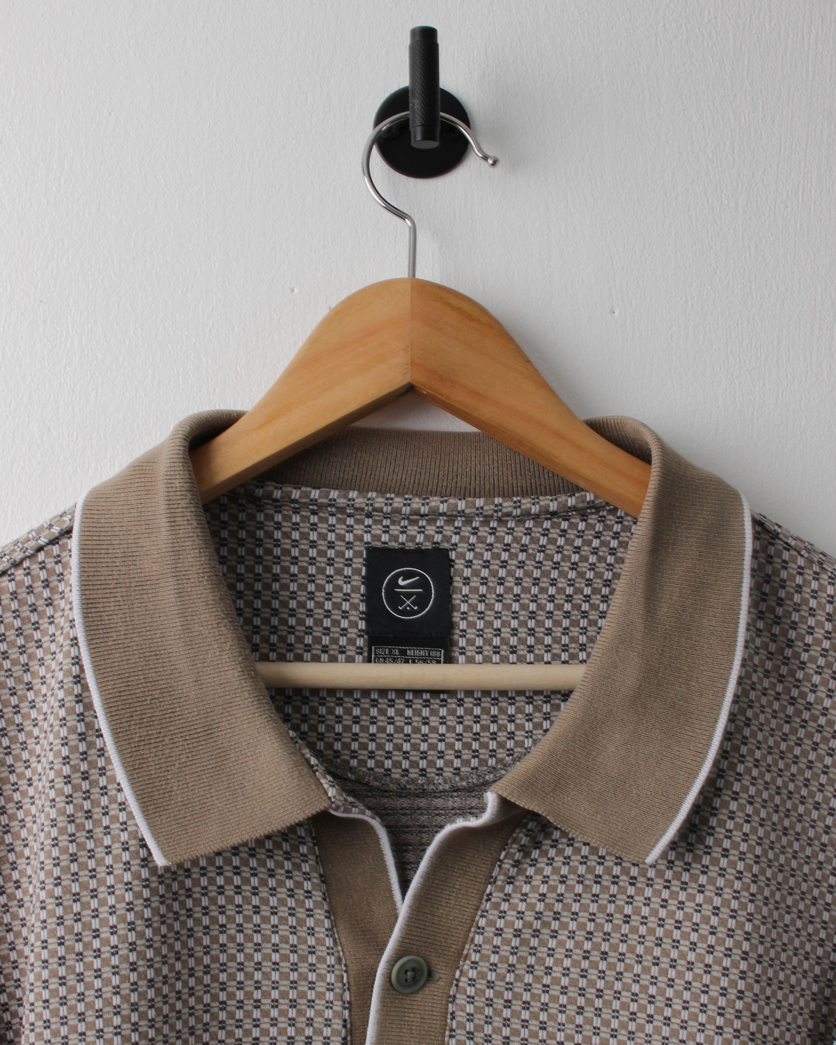 90s Nike Brown Geometric Micro Pattern Polo (XL)