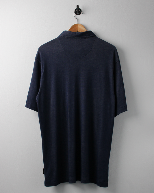 00s Nike Shield Logo Blue Micro Pattern Polo (L)