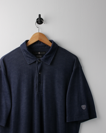 00s Nike Shield Logo Blue Micro Pattern Polo (L)