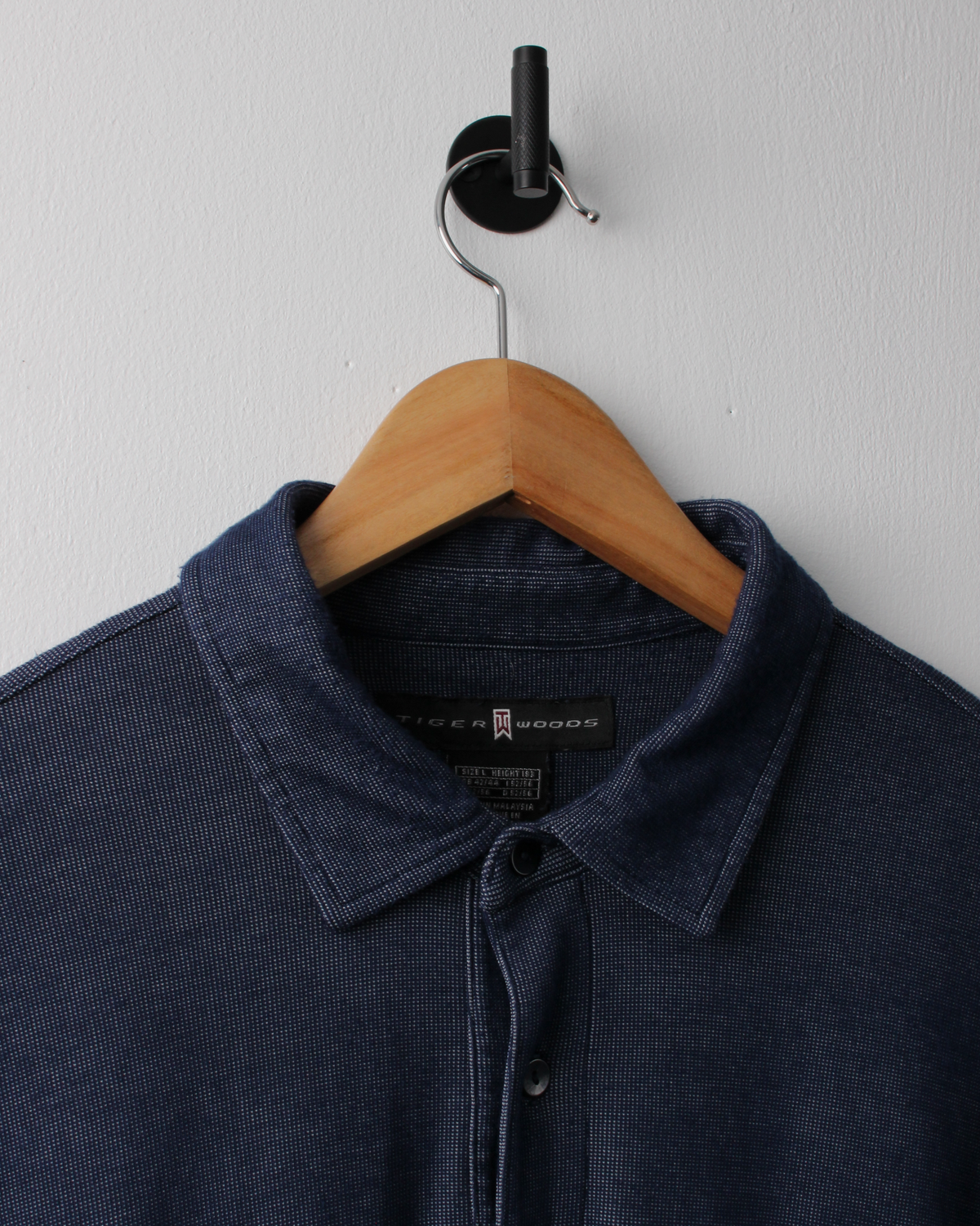 00s Nike Shield Logo Blue Micro Pattern Polo (L)
