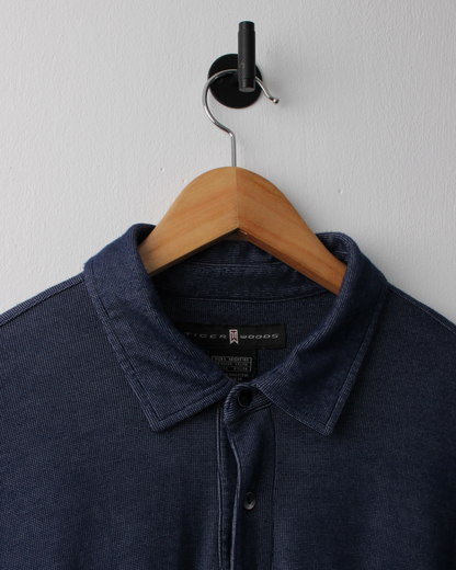 00s Nike Shield Logo Blue Micro Pattern Polo (L)