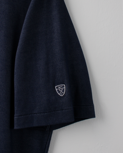 00s Nike Shield Logo Blue Micro Pattern Polo (L)