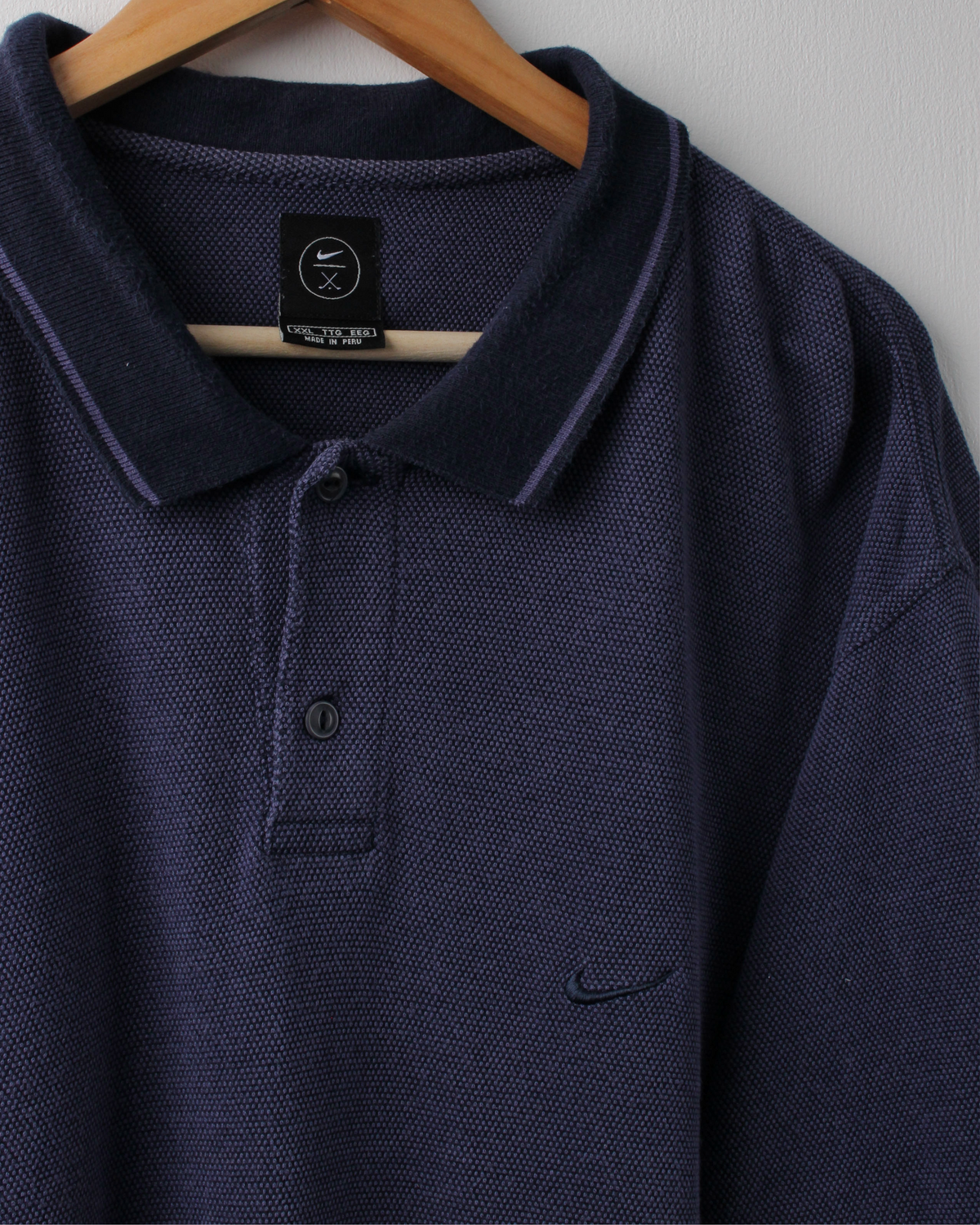 90s Nike Blue Textured Polo (XXL)