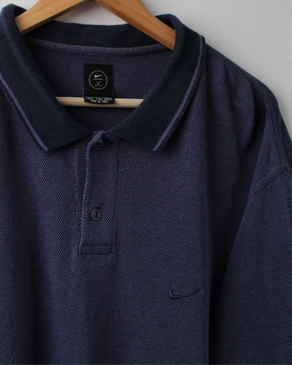 90s Nike Blue Textured Polo (XXL)