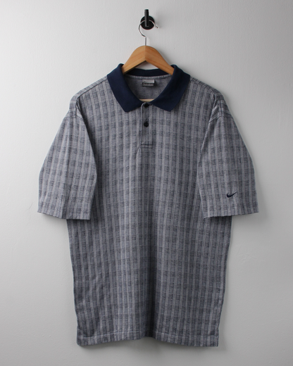 00s Nike Navy Geometric Pattern Polo (S)