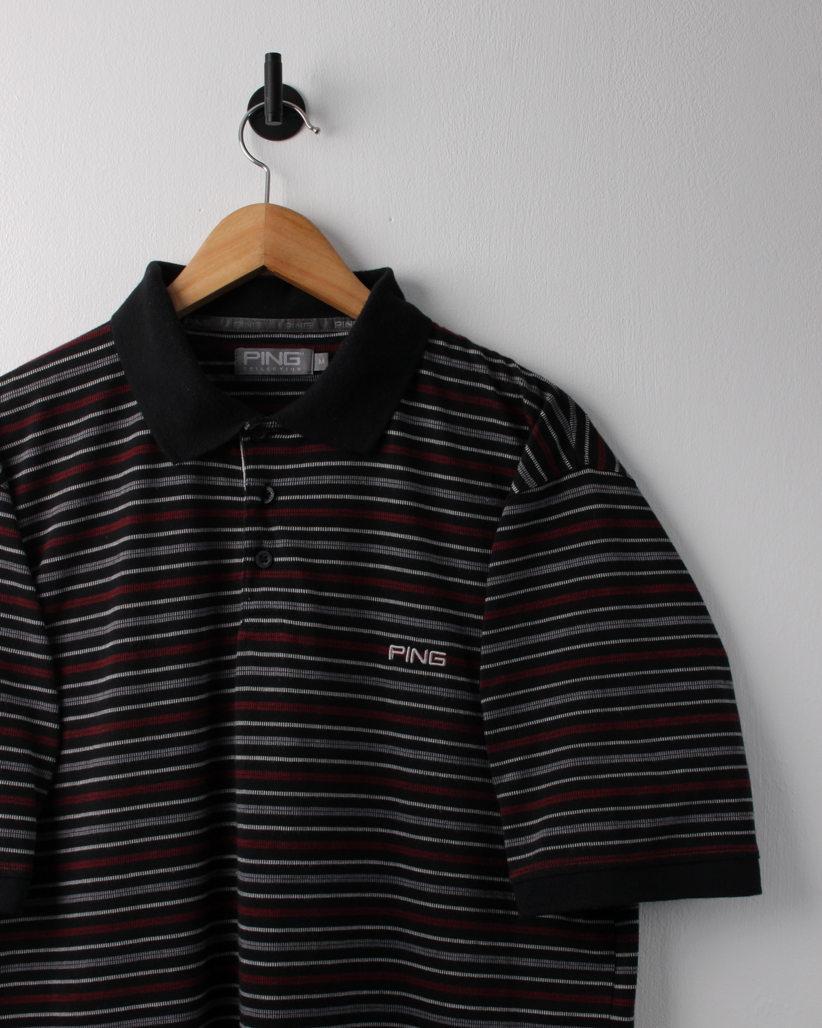 00s Ping Black & Red Striped Polo (M)