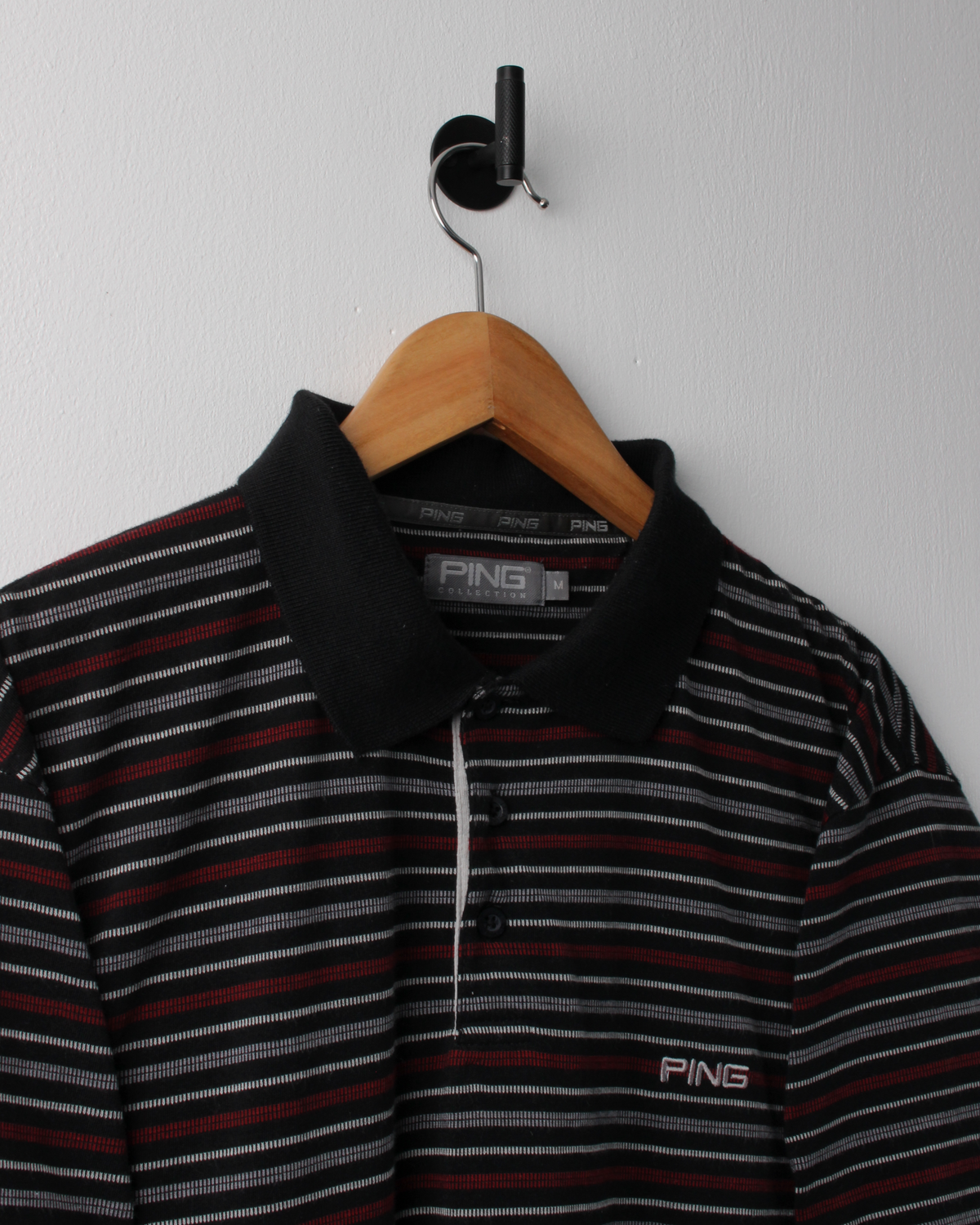 00s Ping Black & Red Striped Polo (M)