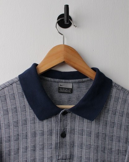 00s Nike Navy Geometric Pattern Polo (S)