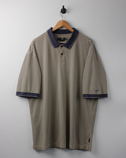00s Nike Yellow & Navy Striped Polo (XL)