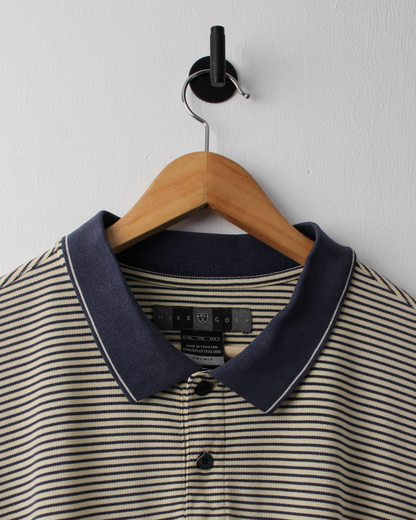 00s Nike Yellow & Navy Striped Polo (XL)