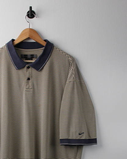00s Nike Yellow & Navy Striped Polo (XL)