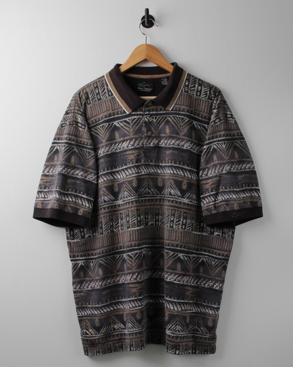 90s Greg Norman Brown Abstract Polo (XL)