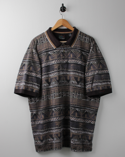 90s Greg Norman Brown Abstract Polo (XL)