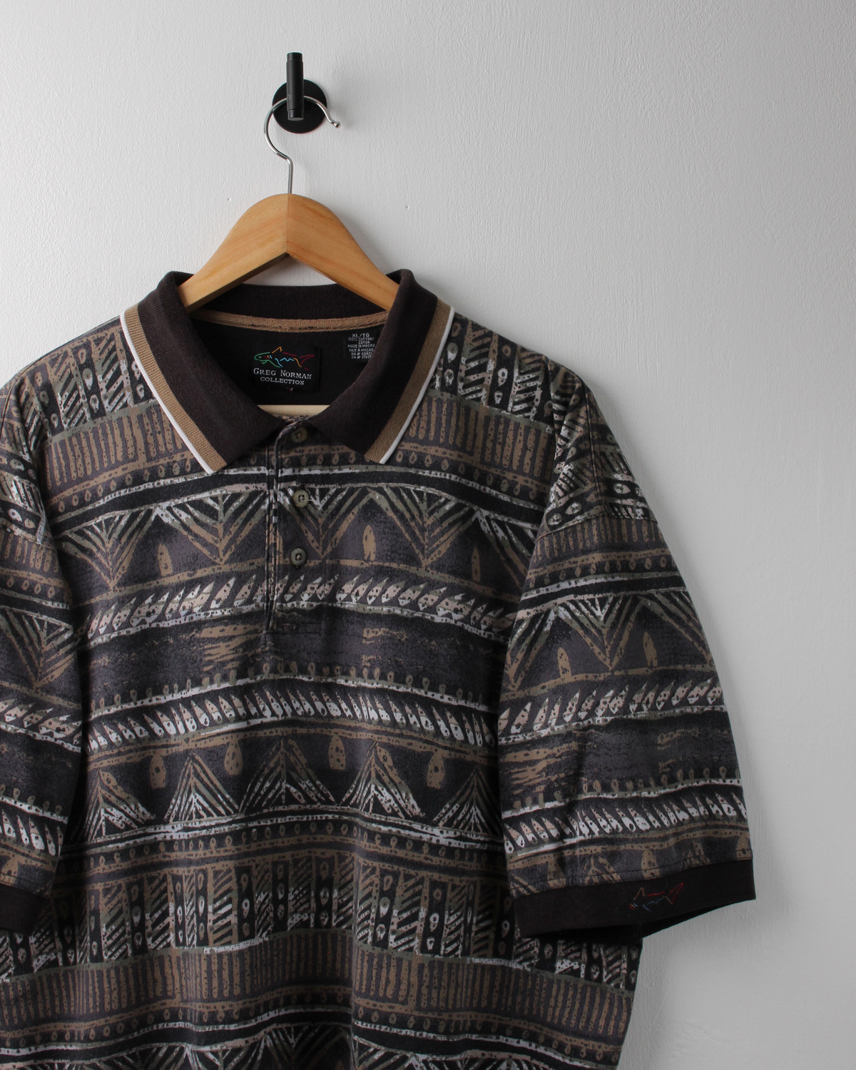 90s Greg Norman Brown Abstract Polo (XL)