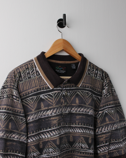 90s Greg Norman Brown Abstract Polo (XL)
