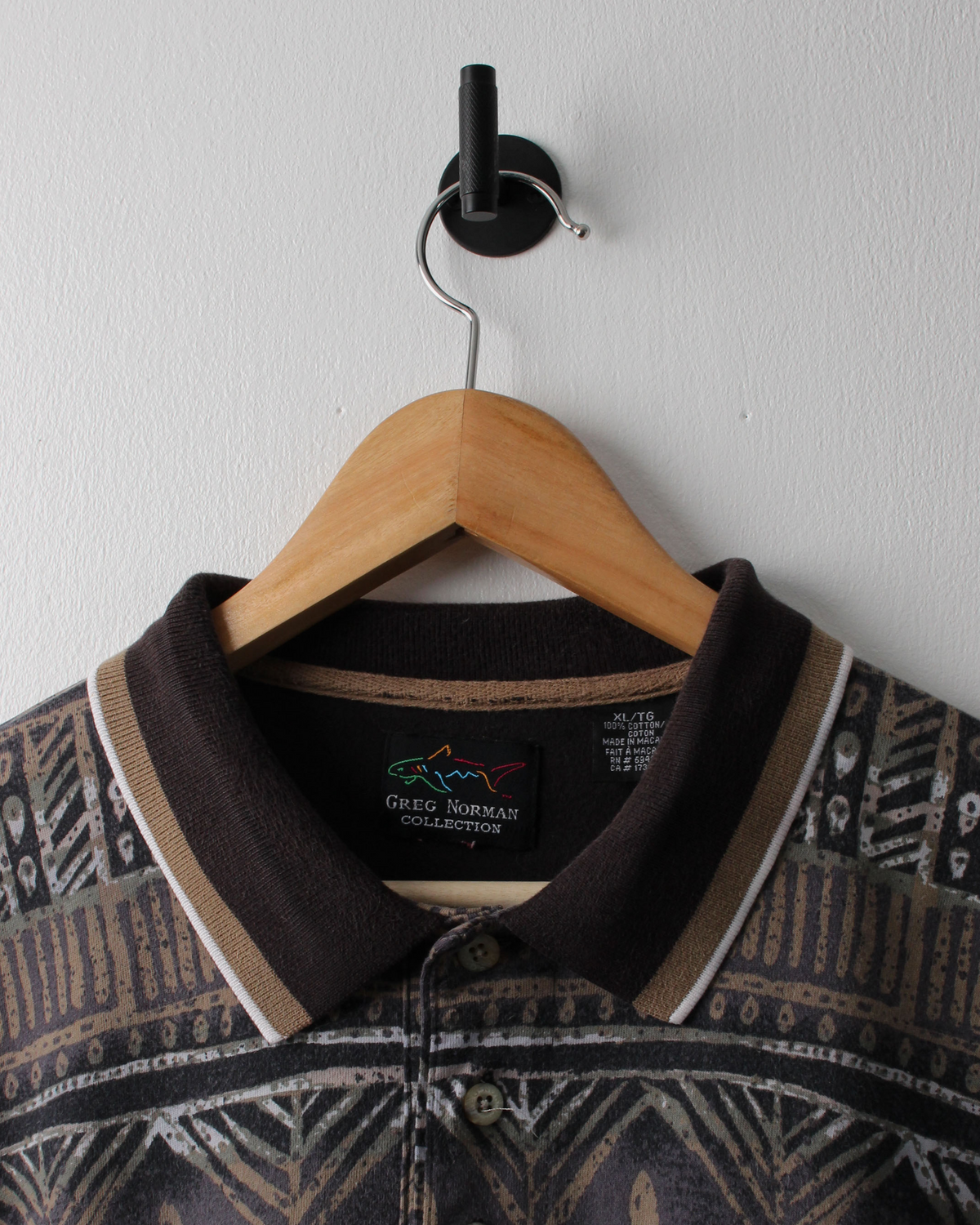 90s Greg Norman Brown Abstract Polo (XL)