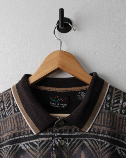 90s Greg Norman Brown Abstract Polo (XL)
