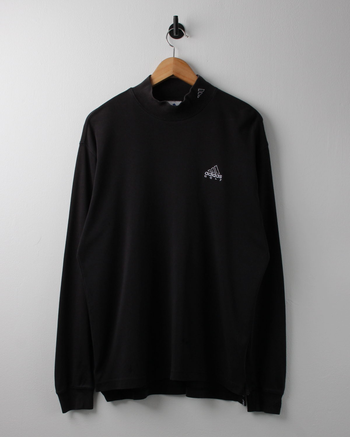 00s Adidas Golf Black Long Sleeve Cotton Mock Neck (M)