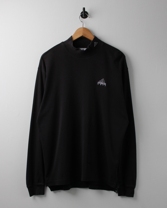 00s Adidas Golf Black Long Sleeve Cotton Mock Neck (M)
