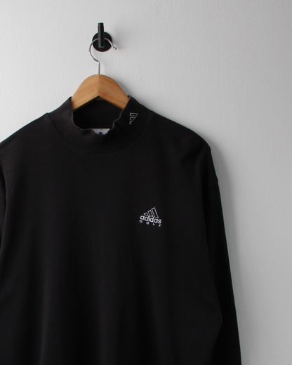 00s Adidas Golf Black Long Sleeve Cotton Mock Neck (M)