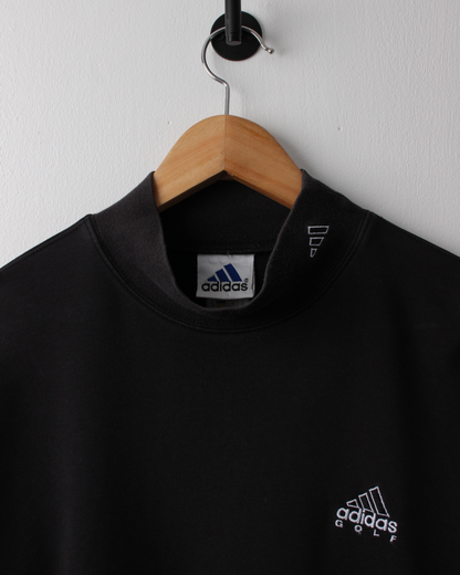 00s Adidas Golf Black Long Sleeve Cotton Mock Neck (M)