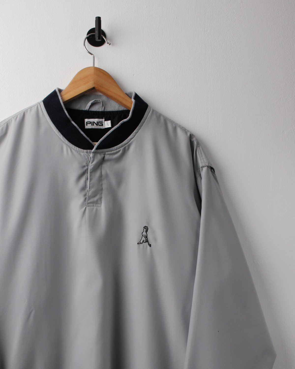 00s Ping ‘Mr Ping’ Logo Grey Buttoned Windbreaker (L)