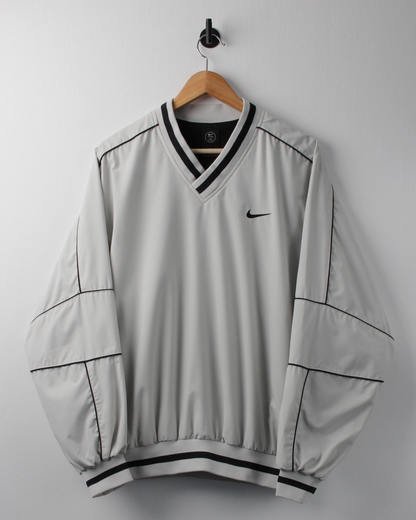 90s Nike Cream & Black V-Neck Windbreaker (S)