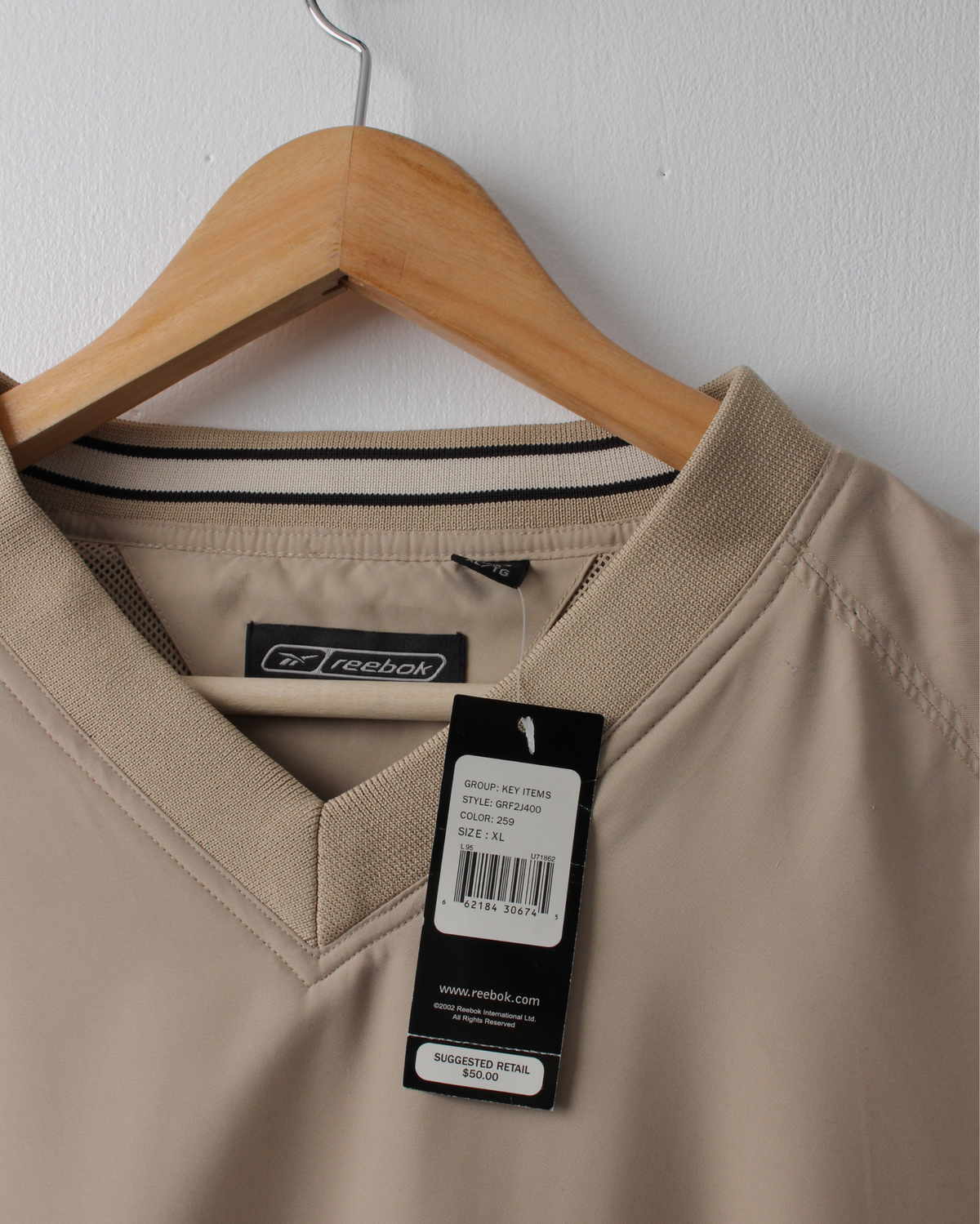 00s Reebok Golf Beige V-Neck Windbreaker with Tags (XL)