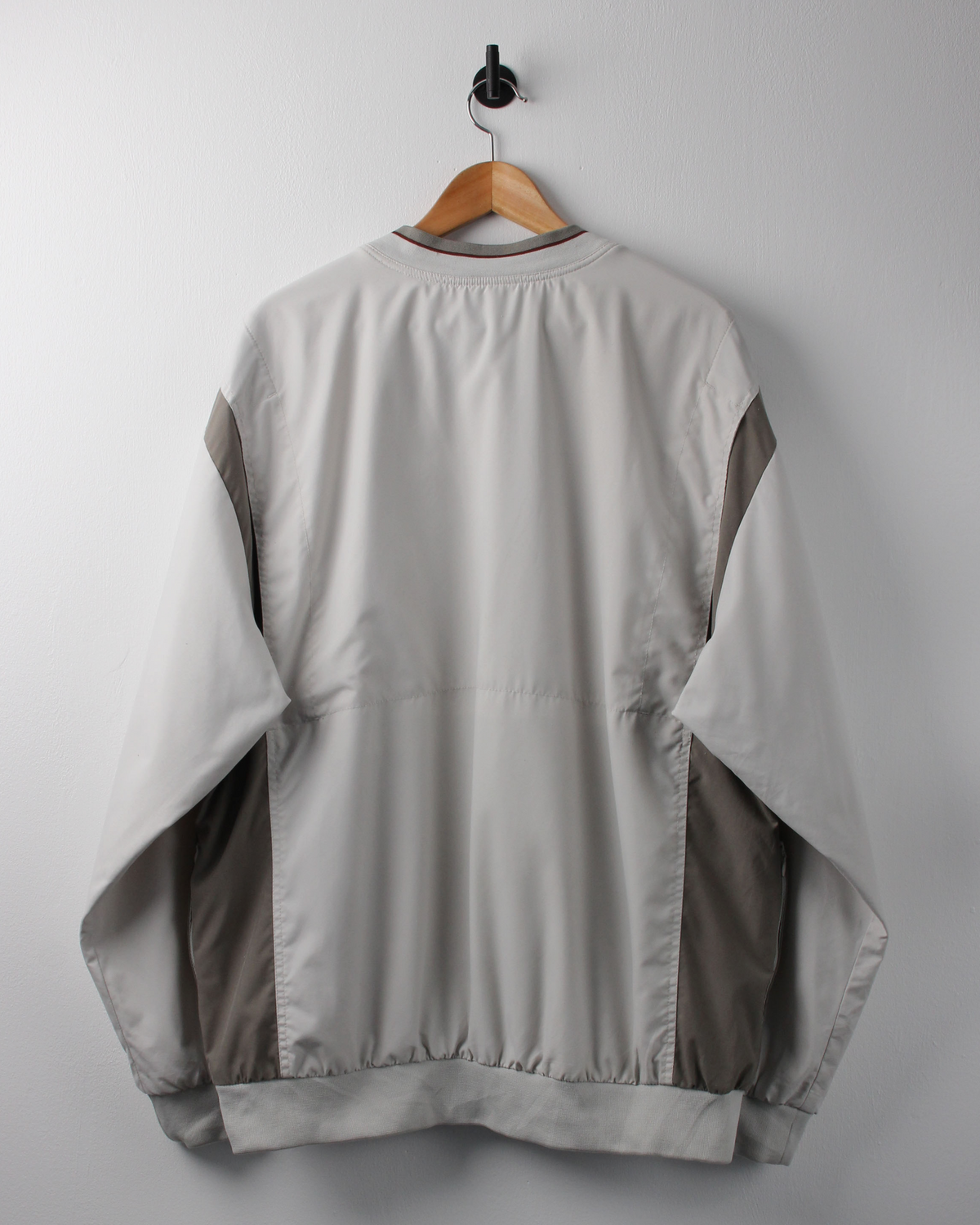 00s Nike Cream & Green V-Neck Windbreaker (XL)