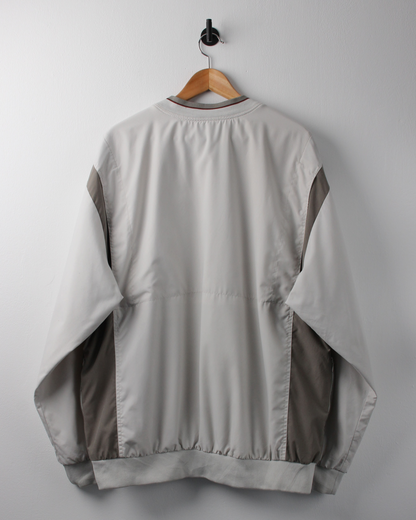 00s Nike Cream & Green V-Neck Windbreaker (XL)