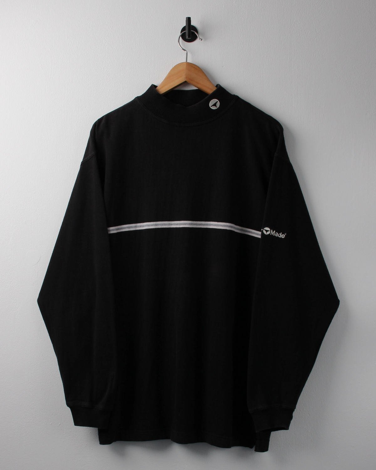 90s TaylorMade Black & White Long Sleeve Cotton Mock Neck (M)