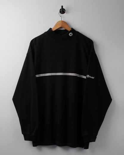 90s TaylorMade Black & White Long Sleeve Cotton Mock Neck (M)