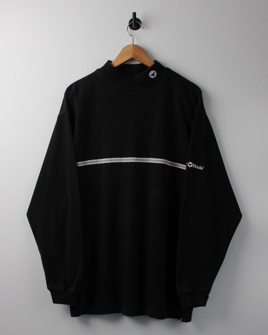 90s TaylorMade Black & White Long Sleeve Cotton Mock Neck (M)