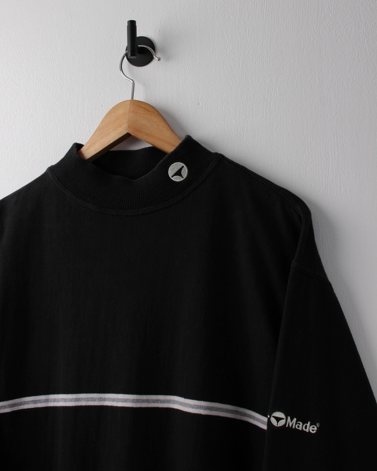 90s TaylorMade Black & White Long Sleeve Cotton Mock Neck (M)