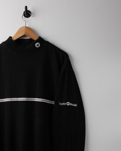 90s TaylorMade Black & White Long Sleeve Cotton Mock Neck (M)