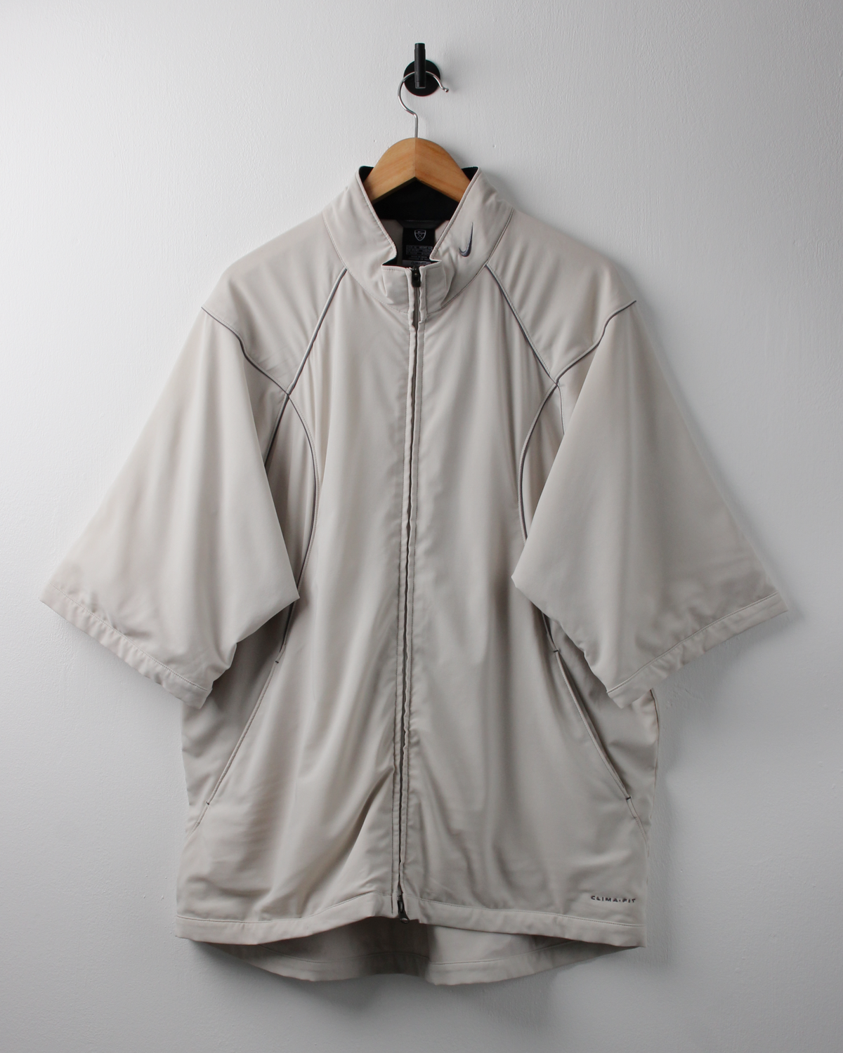 00s Nike Cream Full Zip Short Sleeve Windbreaker (XL)