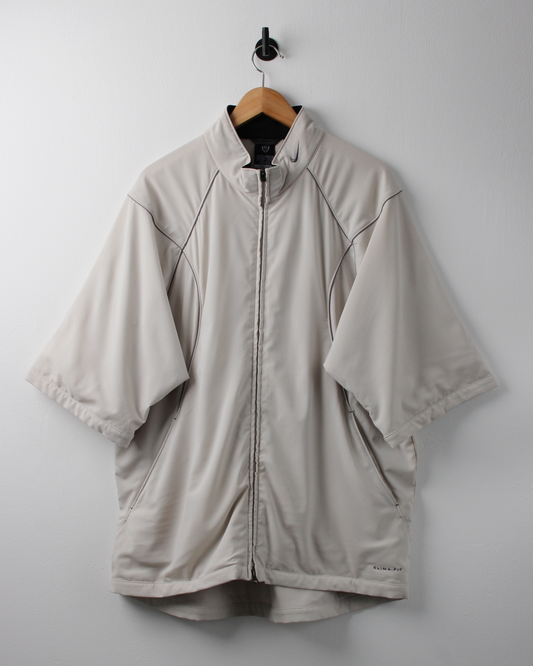 00s Nike Cream Full Zip Short Sleeve Windbreaker (XL)
