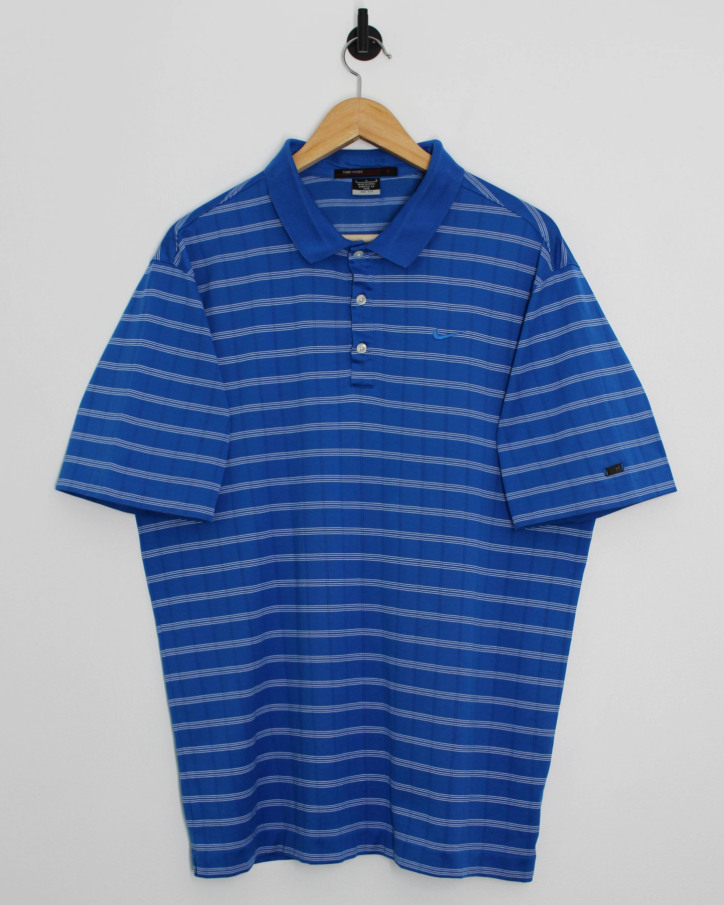 00s Nike Tiger Woods Blue/White Polo-Shirt (L)