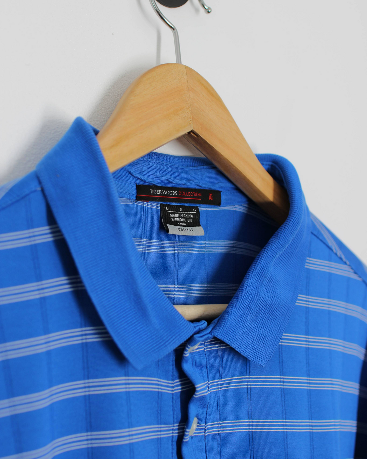 00s Nike Tiger Woods Blue/White Polo-Shirt (L)