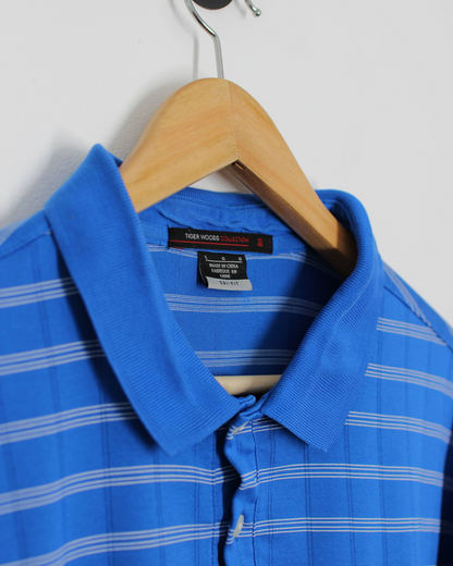 00s Nike Tiger Woods Blue/White Polo-Shirt (L)