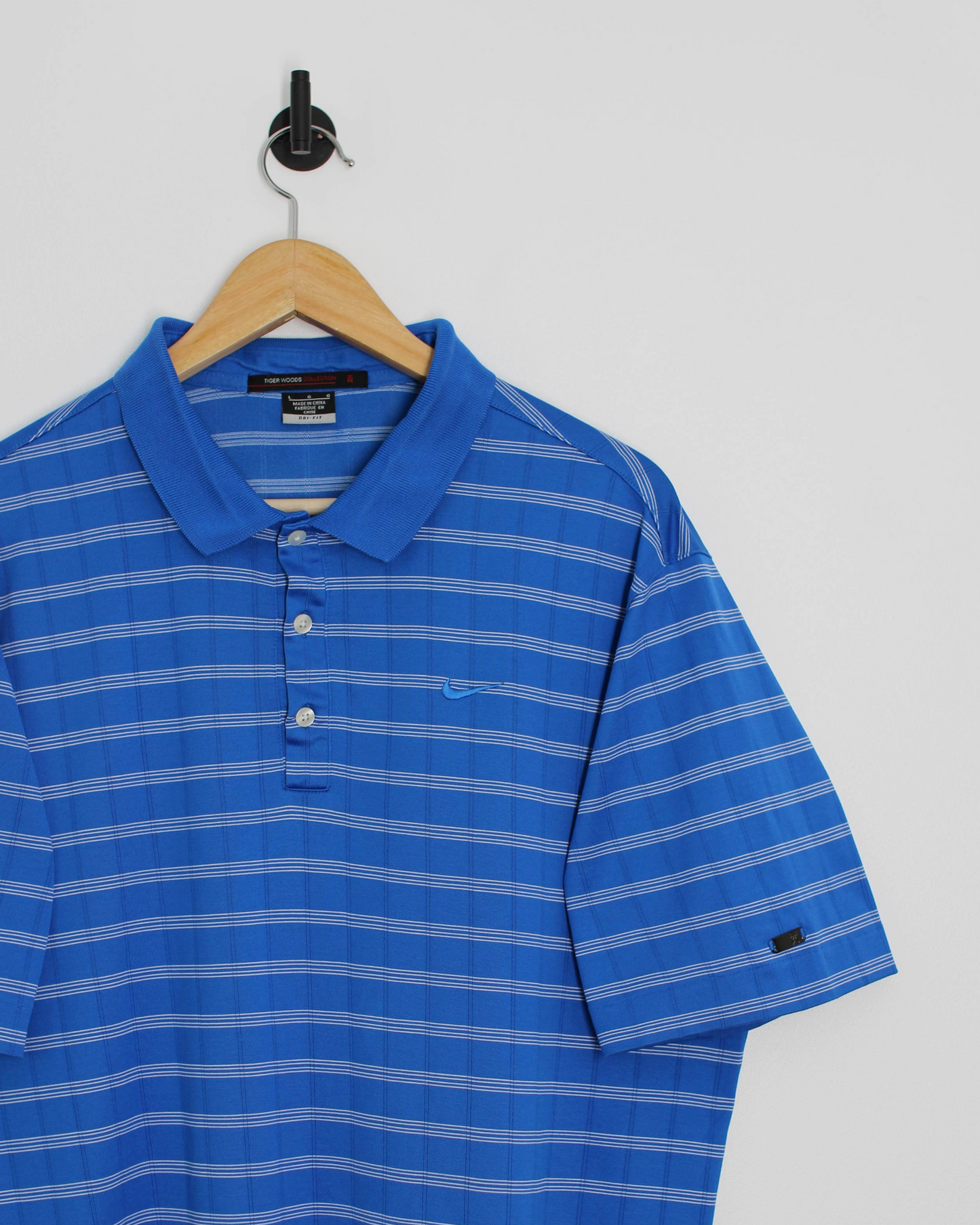 00s Nike Tiger Woods Blue/White Polo-Shirt (L)