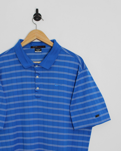 00s Nike Tiger Woods Blue/White Polo-Shirt (L)