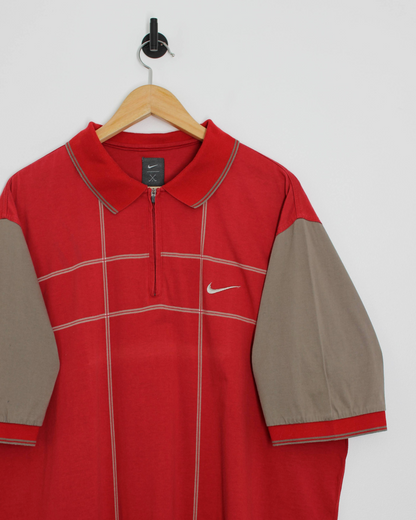 90s Nike Yin Yang Red Polo-Shirt (XL) (Style worn by Tiger at the 98’ Masters)
