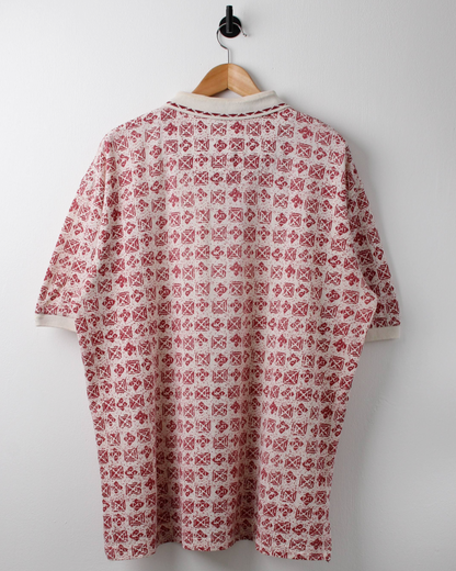 90s Reebok Red & Cream Abstract Polo (XL)