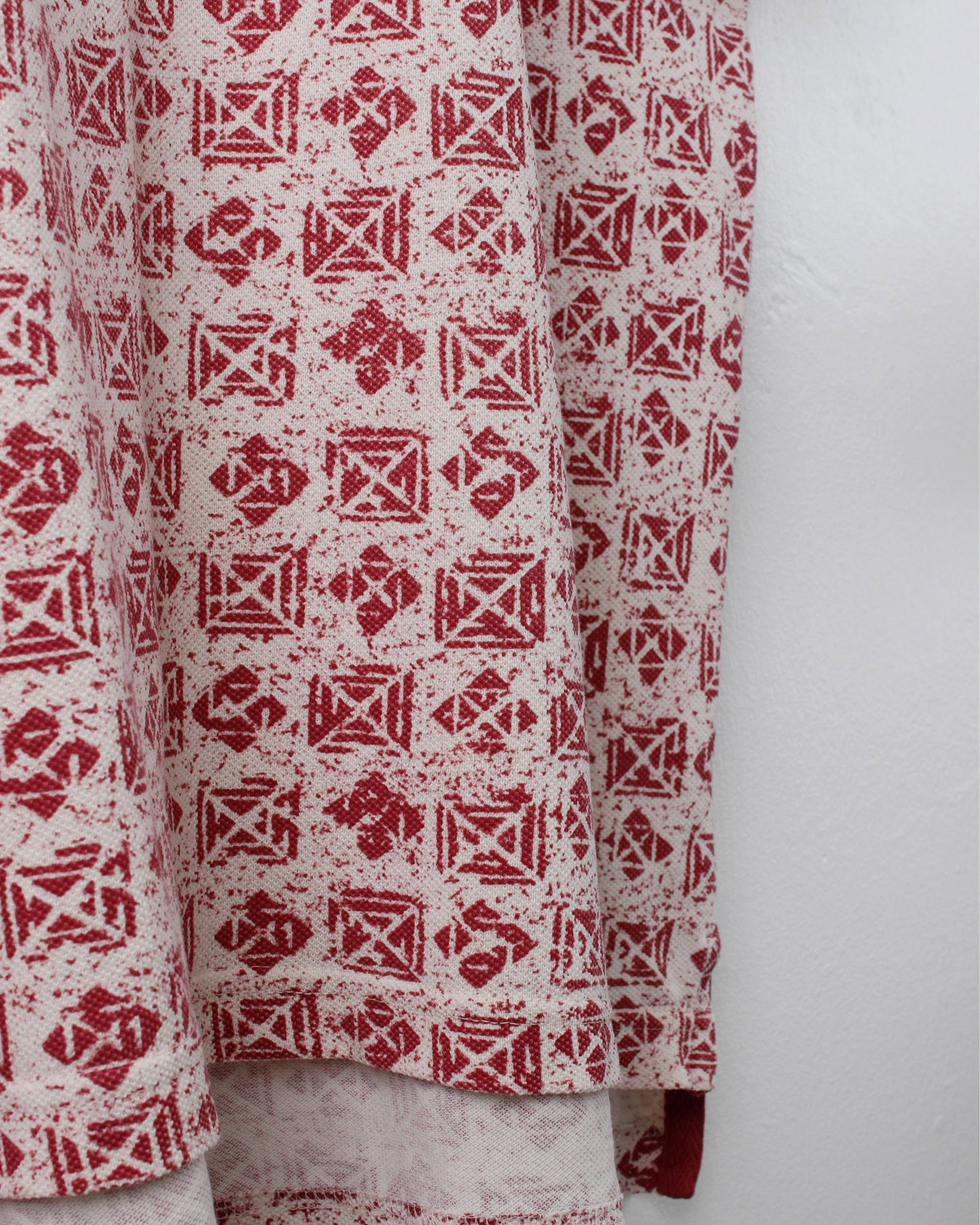 90s Reebok Red & Cream Abstract Polo (XL)