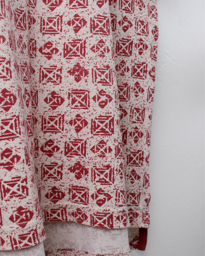 90s Reebok Red & Cream Abstract Polo (XL)
