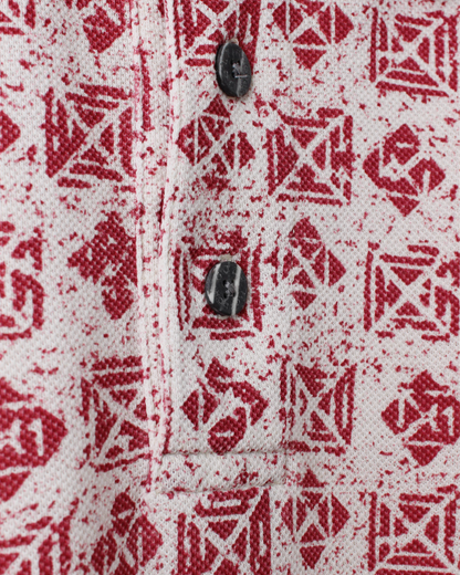 90s Reebok Red & Cream Abstract Polo (XL)