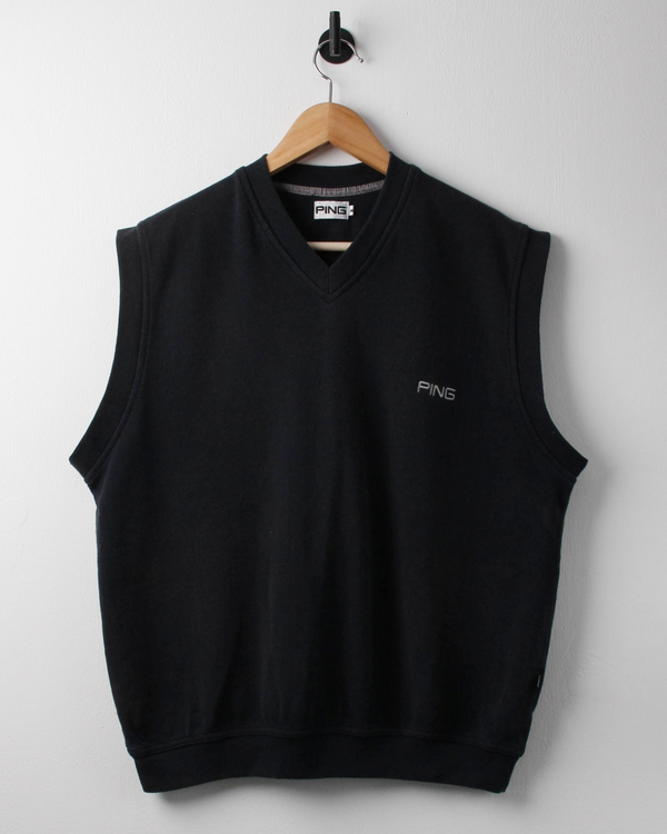 00s Ping ‘Mr Ping’ Logo Navy Cotton Golf Vest (S)