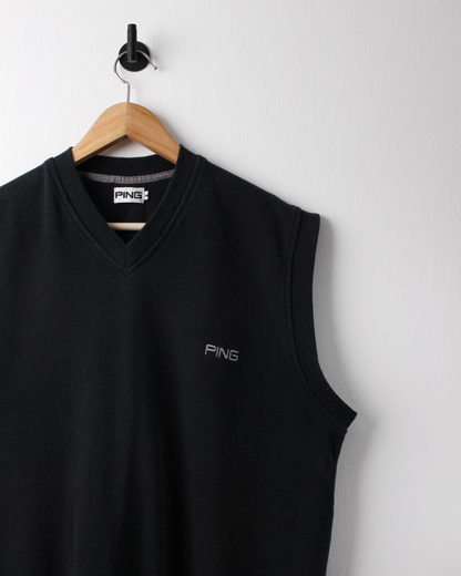 00s Ping ‘Mr Ping’ Logo Navy Cotton Golf Vest (S)